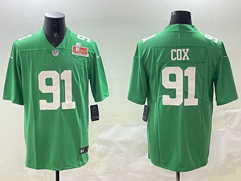 Men Philadelphia Eagles #91 Cox Green Throwback 2025 Nike Vapor Limited NFL Jersey style 2